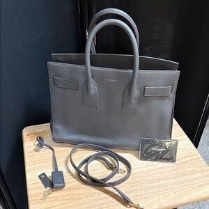 Saint Laurent Sac De Jour Satchel Grey